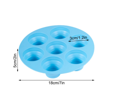 Forma pentru copt rotunda pentru Airfryer, 7 briose, Silicon flexibil, 18 cm AT PERFORMANCE®, Albastru - Seturi ustensile de bucatarie - atMag.ro