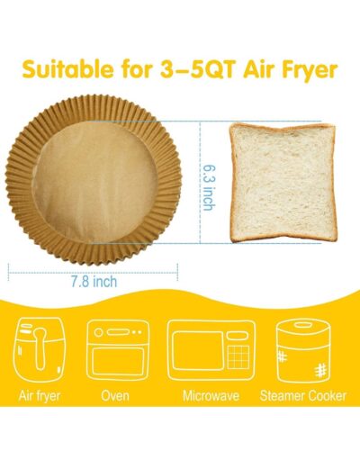 Set 100 bucati hartie de copt, Unica folosinta, Pentru air fryer, 16x16x4.5 cm, Maro, Rotunde - Accesorii friteuze - atMag.ro
