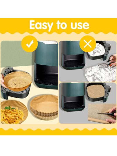 Set 100 bucati hartie de copt, Unica folosinta, Pentru air fryer, 16x16x4.5 cm, Maro, Rotunde - Accesorii friteuze - atMag.ro