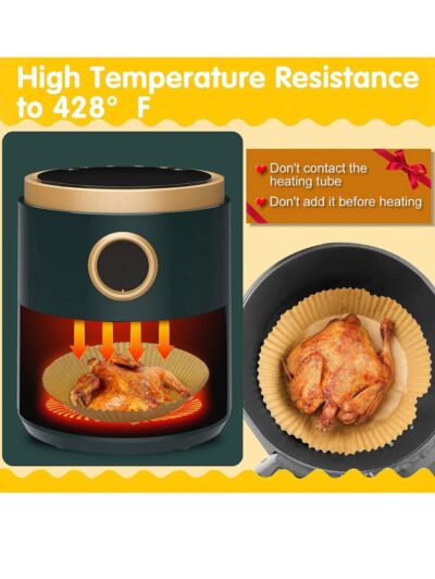 Set 100 bucati hartie de copt, Unica folosinta, Pentru air fryer, 16x16x4.5 cm, Maro, Rotunde - Accesorii friteuze - atMag.ro