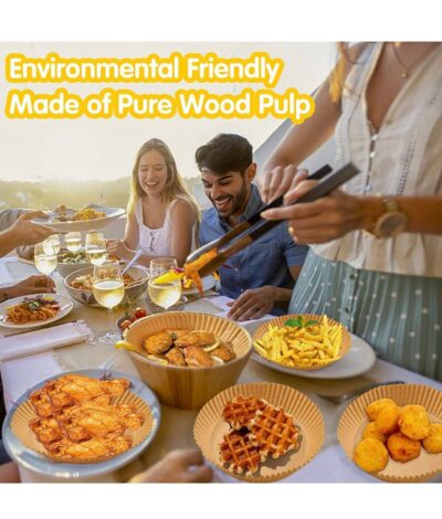 Set 100 bucati hartie de copt, Unica folosinta, Pentru air fryer, 16x16x4.5 cm, Maro, Rotunde - Accesorii friteuze - atMag.ro