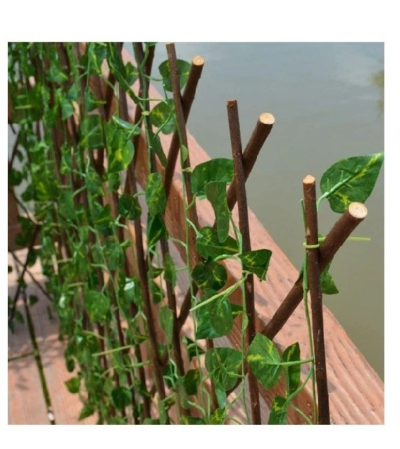 Gard paravan viu cu frunze si flori artificiale, AT PERFORMANCE, extensibil, 100x200 cm, roz - garduri si accesorii - atMag.ro