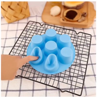 Forma pentru copt rotunda pentru Airfryer, 7 briose, Silicon flexibil, 18 cm AT PERFORMANCE®, Albastru - Seturi ustensile de bucatarie - atMag.ro