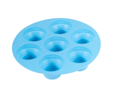 Forma pentru copt rotunda pentru Airfryer, 7 briose, Silicon flexibil, 18 cm AT PERFORMANCE®, Albastru - Seturi ustensile de bucatarie - atMag.ro