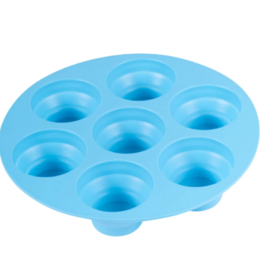 Forma pentru copt rotunda pentru Airfryer, 7 briose, Silicon flexibil, 18 cm AT PERFORMANCE®, Albastru - Seturi ustensile de bucatarie - atMag.ro