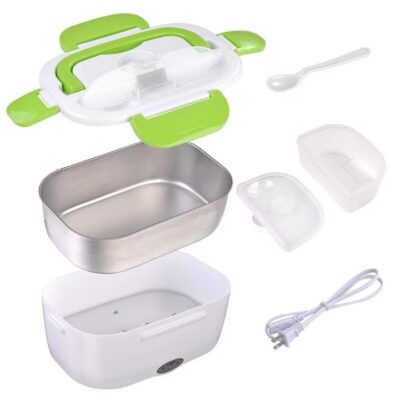 Caserola Termica pentru Mancare cu 2 Compartimente, AT PERFORMANCE, Volum 1 5L Putere 40W Pana la 50 Grade Verde. - Accesorii camping si drumetii - atMag.ro