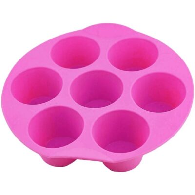 Set 3 forme pentru copt, rotunda pentru Airfryer, 7 briose, Silicon flexibil, 18 cm AT PERFORMANCE®, Roz. - Bucatarie si Servire - atMag.ro