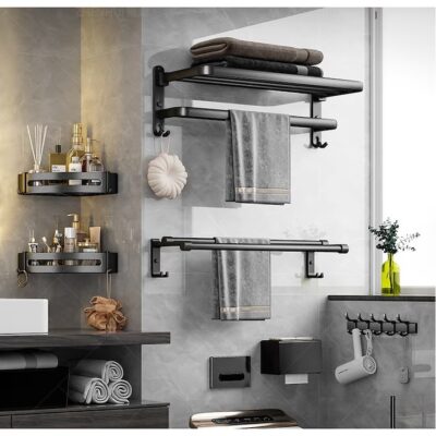 Raft pliabil, At Performance, pentru prosoape de baie, 60 x 21 x 19, negru. - Casa, Gradina & Bricolaj - atMag.ro