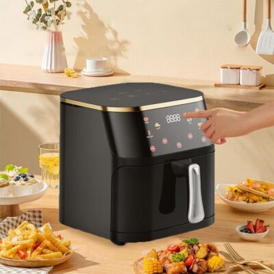 Friteuza cu Aer Cald AT PERFORMANCE®, capacitate 10 L, display digital, Control touch 6 functii de gătire presetatefunctie de mentinere la cald, pot detasabil, curatare usoara, Negru. - Accesorii friteuze - atMag.ro