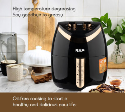 Friteuza electrica profesionala Air Fryer alb, AT PERFORMANCE®, RAF Air Fryer 5.8L 1500W Manual, Multi-Purpose, 360 Air Circulation R.5232 - Gatit sanatos si eficient pentru intreaga familie, negru - Friteuze - atMag.ro