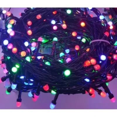 Instalatie de Craciun liniara AT PERFORMANCE®, interior/exterior, rola 50m,8 jocuri de lumini, multicolora, fir negru, 250 led. - Brazi artificiali de Craciun - atMag.ro