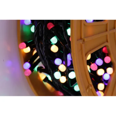 Instalatie de Craciun liniara AT PERFORMANCE®, interior/exterior, rola 50m,8 jocuri de lumini, multicolora, fir negru, 250 led. - Brazi artificiali de Craciun - atMag.ro