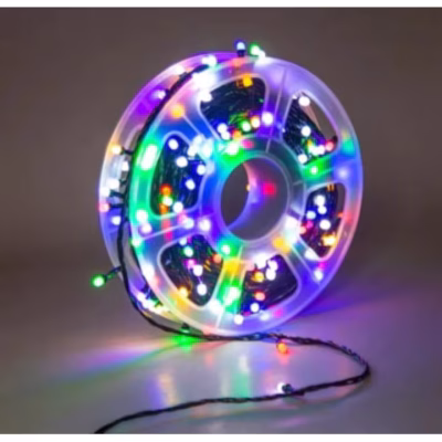 Instalatie pentru exterior de Craciun, becuri clasice, rola 50 m, pentru interior, 8 jocuri de lumini, multicolor, AT PERFORMANCE® - Decoratiuni - atMag.ro