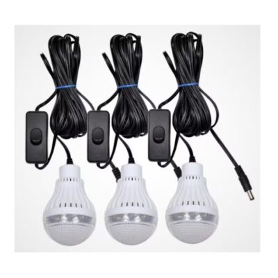 Sistem Solar cu Panou Solar AT PERFORMANCE® si 4 Becuri LED SMD / Lanterna, Intrare Alimentator 110 - 220 V, Intrare USB, Intrare 9V, Incarcare 15 ore, Negru. - Articole solare camping - atMag.ro