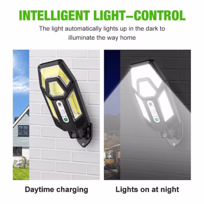 Lampa solara LED, AT PERFORMANCE, 50W, 2 moduri iluminare, Senzor miscare, Telecomanda, Negru. - Casa, Gradina & Bricolaj - atMag.ro