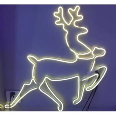 Decoratiune luminoasa Ren de Craciun AT PERFORMANCE®, 2 fete, cu Furtun LED, 57x50x4 cm, Alb cald. - Electrocasnice pentru bucatarie - atMag.ro