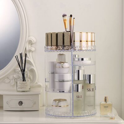 Organizator pentru Produse Cosmetice AT PERFORMANCE®, Machiaj, Rotativ 360 de Grade, Transparent. - Portfarduri si genti cosmetice - atMag.ro