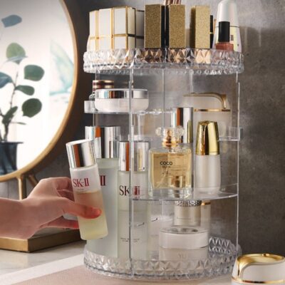 Organizator pentru Produse Cosmetice AT PERFORMANCE®, Machiaj, Rotativ 360 de Grade, Transparent. - Portfarduri si genti cosmetice - atMag.ro