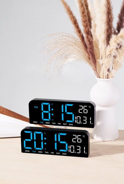 Ceas Digital AT PERFORMANCE®, de Masa si de Perete cu Lumina Led, Calendar, Cronometru, Temperatura, Alarma, Termometru, Functie Snooze, Luminozitate Adjustabila, 24x9cm. - Casa, Gradina & Bricolaj - atMag.ro