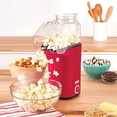 Aparat cu Aer Cald de facut Popcorn, AT PERFORMANCE®, Gata in max. 3 min, 1200W, Recipient dozator Boabe, Rosu. - Electrocasnice pentru bucatarie - atMag.ro