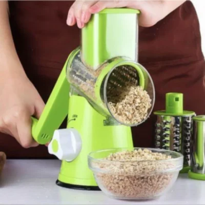 Razatoare Manuala AT PERFORMANCE®, cu 3 Lame Rotative din Inox, pentru Legume, Branzeturi, Nuci, Verde. - Blendere si Tocatoare - atMag.ro