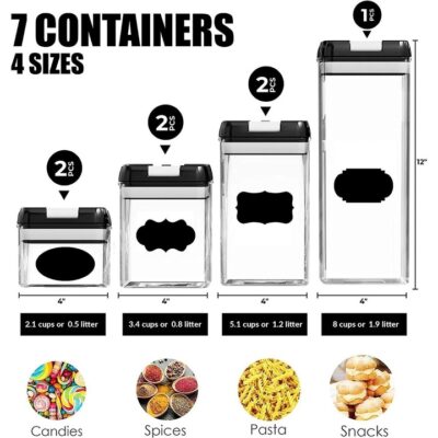 Set 7 recipiente AT PERFORMANCE®, ermetice pentru depozitare alimente, Hsem, Plastic, Transparent. - Bucatarie si Servire - atMag.ro