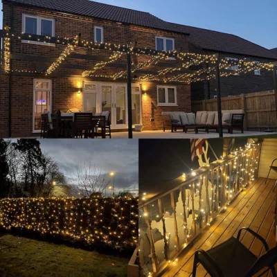 Rola Instalatie de Craciun Liniara, AT PERFORMANCE®, 8 Jocuri de Lumini Interschimbabile, Alimentare La Priza Pentru Interior/Exterior, Rola 100m, Fir Negru, Alb Cald. - Decoratiuni, Ornamente si articole Craciun - atMag.ro