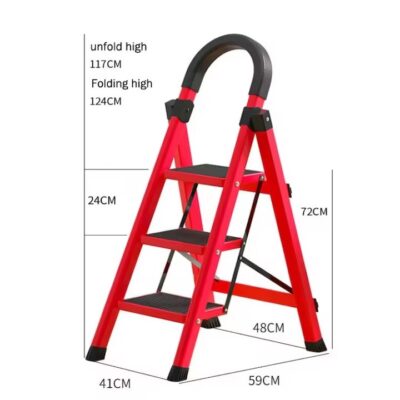 Scara Pliabila cu 3 Trepte Late, At Performance, 72x59x41 cm, Metalica, Maxim 150 Kg, Picioare Antialunecare, Rosu-Negru. - Accesorii camping si drumetii - atMag.ro