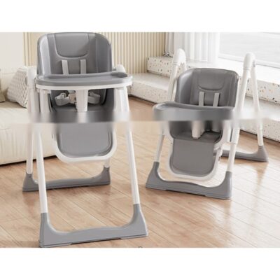 Scaun de masa bebe, At Performance, Pliabil, Inaltime ajustabila 5 pozitii, 4 roti, Structura otel, gri. - Camera copilului - atMag.ro