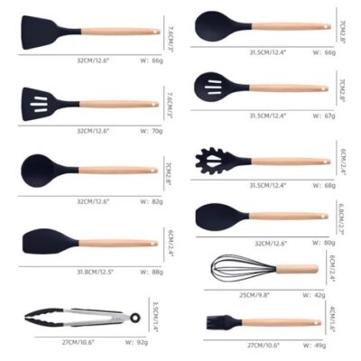 Set cutite otel inoxidabil, AT PERFORMANCE® si ustensile de bucatarie in suport cu tocator, 19 piese - Bucatarie si Servire - atMag.ro