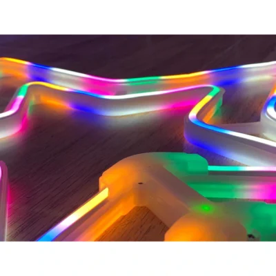 Decoratiune de Craciun AT PERFORMANCE®, Luminoasa in forma de Stea dubla, 2 fete, cu Furtun LED, 65x50 cm, Multicolor - Decoratiuni, Ornamente si articole Craciun - atMag.ro