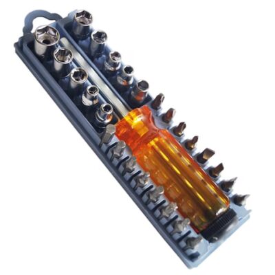 Surubelnita AT PERFORMANCE®, cu Biti si Tubulare, Set 28 Piese, Portocaliu. - Accesorii camping si drumetii - atMag.ro