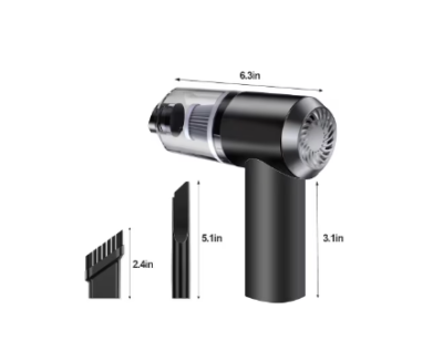 Aspirator auto fara fir 2in1, 120W, cu lumina LED,  pentru masina si locuinta, usor de utilizat, 15.5x14.2 cm, negru - Accesorii auto si intretinere - atMag.ro