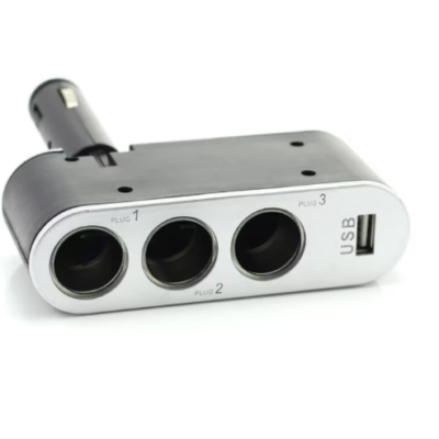 Priza Bricheta Auto, Tripla cu port USB, Redare Audio de pe telefoane, Fara Fir, Negru - Accesorii auto si intretinere - atMag.ro