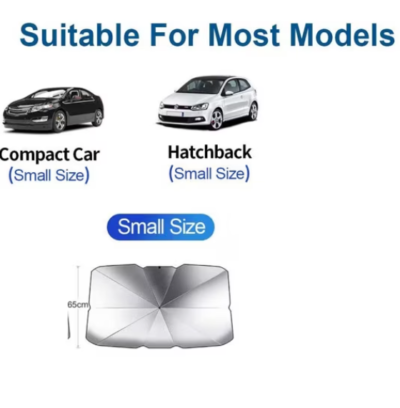 Parasolar Auto Pliabil, Pentru Masina, 140 X 75 Cm, In Forma De Umbrela, Negru-Argintiu, Rezistent UV - Accesorii auto si intretinere - atMag.ro