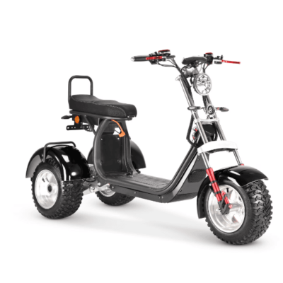 Scuter Electric AT PERFORMANCE, 3 Roti, Autonomie 45 Km, Viteza maxima 45 km/h, Timp incarcare 6h, Baterie detasabila 20 Ah, Suspensie Fata-Spate, 2x motor 2000W, Frane pe disc, loc suplimentar de inca o baterie, Negru - Scutere Electrice, Trotinete Electrice si Accesorii - atMag.ro