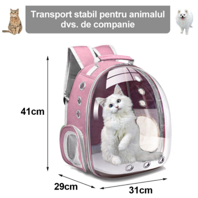 Rucsac transport animale, AT PERFORMANCE®, Policarbonat/Panza, 41x31x29 cm, Roz. - Petshop - atMag.ro
