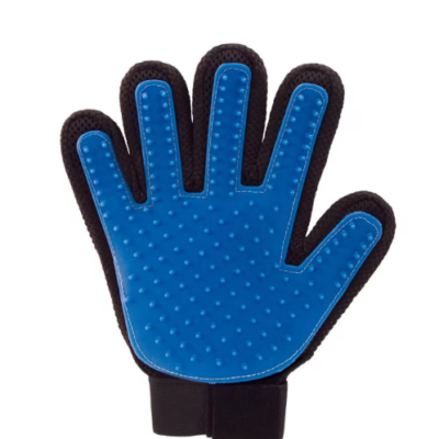 Manusa-perie de ingrijire caini, pisici si alte animale de companie, At Performance, pentru mana dreapta, Albastru cu negru - Petshop - atMag.ro