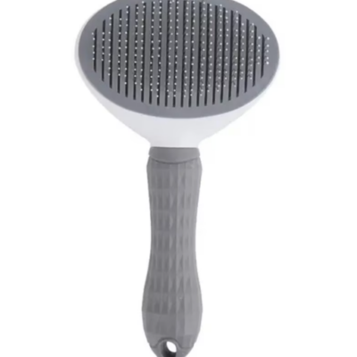 Perie animale pentru curatarea si ingrijirea parului, cu buton auto-curatare, pisici, caini, iepuri, gri - Petshop - atMag.ro