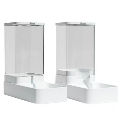 Set dozator automat de apa si mancare, AT PERFORMANCE, potrivit pentru pisici/caini, detasabil si lavabil, alb - Petshop - atMag.ro