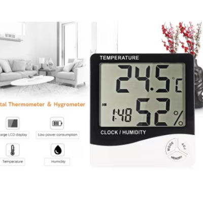 Termometru Meteo profesional cu Higrometru Digital Interior si Exterior, Display LCD, Design Slim, Ceas, Valori Min/Max - Termometre meteo - atMag.ro