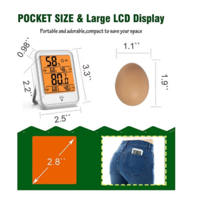 Termometru si Higrometru de Camera, At Performance, Portabil, Display Digital LCD de 2.3 inch, Luminat, Monitorizare Umiditate, 52x72x22 mm, 3 Moduri de Fixare, Alb. - Termometre meteo - atMag.ro