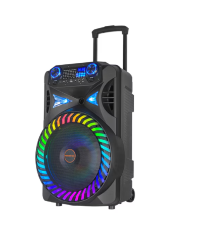 Boxa portabila 15 Inch, Bluetooth Kolav - F1515, Tip troler, USB, Radio FM, Microfon, Telecomanda, joc de lumin RGB, 300w, Maner Transport - Boxe portabile - atMag.ro