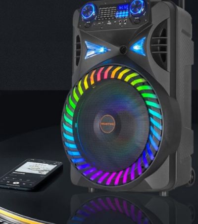 Boxa portabila 15 Inch, Bluetooth Kolav - F1515, Tip troler, USB, Radio FM, Microfon, Telecomanda, joc de lumin RGB, 300w, Maner Transport - Boxe portabile - atMag.ro
