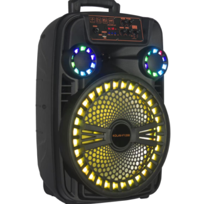 Boxa portabila bluetooth kolov F1208, USB, radio FM, telecomanda, microfon, Joc de lumin RGB, difuzor 12 inch - Boxe portabile - atMag.ro