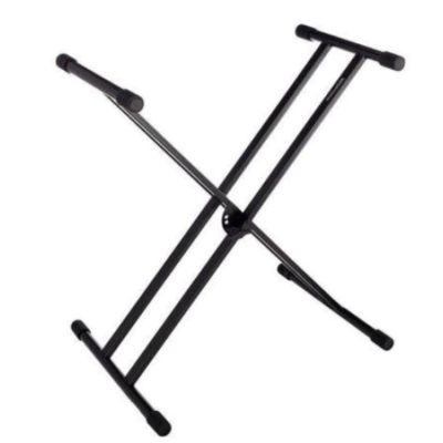 Stativ pentru Orga, Inaltime si Latime Ajustabile, Capacitate Maxima 25 Kg, Insertii de Cauciuc, Constructie In X, Picioare Anti-alunecare, Design Clasic, Negru - Suporturi si Stative - atMag.ro