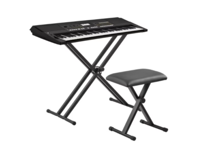 Scaun pentru Orga cu Inaltime Reglabila, Confort Sporit, Design Stabil, 52 / 55 / 57 cm, Pliabil, Usor de Depozitat, Protectie Podea, Negru - Suporturi si Stative - atMag.ro