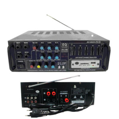 Amplificator de Boxe Karaoke, 2 x 40 W, Intrare USB si SD, Radio FM, Telecomanda, 4-16 ohm, 20 Hz-20 KHz, Modern, Negru - Amplificatoare - atMag.ro