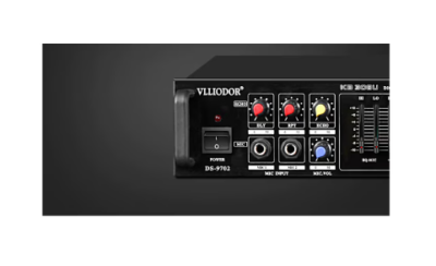 Amplificator Bluetooth cu Egazilator, AT PERFORMANCE ®, 2 x Intrari Microfon, 2 x 100W, USB/Card, Impedanta 8 ohmi, Design Compacta, Negru - Amplificatoare - atMag.ro