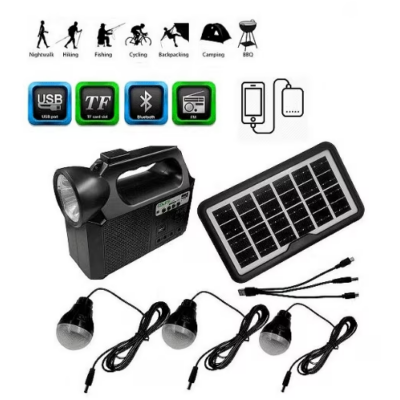 Kit Solar Lanterna 3 becuri cu panou solar portabil GD Lite GD-8017 Music - Articole solare camping - atMag.ro